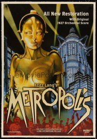 3r035 METROPOLIS linen 1sh R02 Fritz Lang classic, great art of female robot & city!