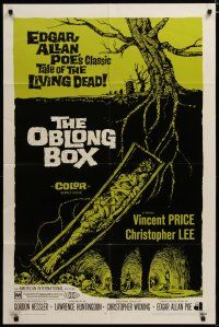 3r380 OBLONG BOX 1sh '69 Vincent Price, Edgar Allan Poe's tale of living dead, cool horror art!