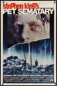 3r104 PET SEMATARY 1sh '89 Stephen King's best selling thriller, cool graveyard image!