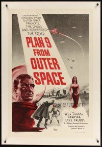 3r039 PLAN 9 FROM OUTER SPACE linen 1sh '58 directed by Ed Wood, arguably the worst movie ever!