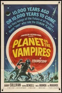 3r394 PLANET OF THE VAMPIRES 1sh '65 Mario Bava, beings of the future who rule demon planet!