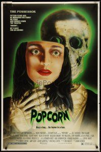 3r108 POPCORN 1sh '91 really cool wild Joann horror art, buy a bag, go home in a box!