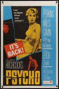 3r398 PSYCHO 1sh R65 sexy half-dressed Janet Leigh, Anthony Perkins, Alfred Hitchcock classic