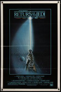 3r407 RETURN OF THE JEDI 1sh '83 George Lucas classic, art of hands holding lightsaber!