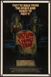 3r114 RETURN OF THE LIVING DEAD 1sh '85 art of punk rock zombies by tombstone ready to party!