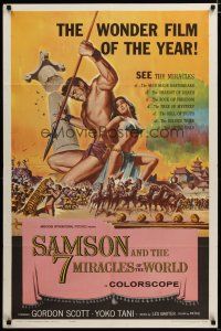 3r410 SAMSON & THE 7 MIRACLES OF THE WORLD 1sh '62 Maciste Alla Corte Del Gran Khan, sexy art!
