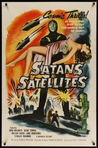 3r117 SATAN'S SATELLITES 1sh '58 space spies plot to put the world out of orbit, cool sexy art!