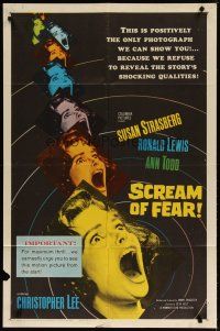 3r417 SCREAM OF FEAR 1sh '61 Hammer, classic terrified Susan Strasberg horror image!