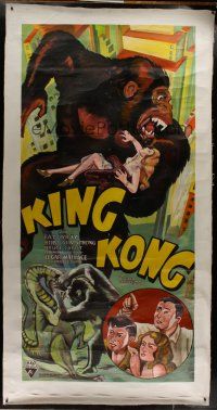 3s010 KING KONG hand painted re-creation 3sh '90s art of the fierce ape holding Fay Wray!