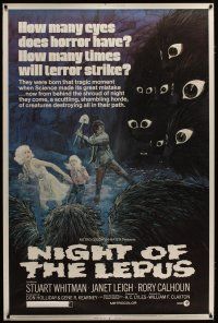 3s006 NIGHT OF THE LEPUS 40x60 '72 cool monster art, how many eyes does horror have!