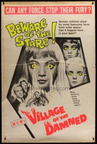 3s001 VILLAGE OF THE DAMNED 40x60 '60 cool completely different image, beware of the stare!