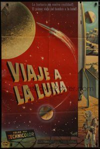 3s021 DESTINATION MOON Argentinean '50 Robert A. Heinlein, cool different Paciarotti artwork!