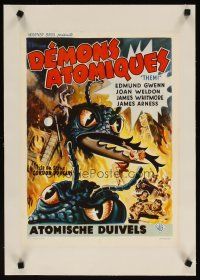 3s212 THEM linen Belgian '55 classic sci-fi, cool art of horror horde of giant bugs!