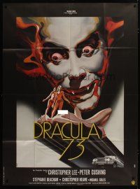 3s065 DRACULA A.D. 1972 French 1p '73 different Landi art of Christopher Lee & naked ladies!