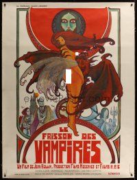 3s167 STRANGE THINGS HAPPEN AT NIGHT linen French 1p '71 Le Frisson des vampires, art by Druillet!