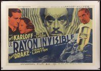3s161 INVISIBLE RAY linen French commercial poster '00s Boris Karloff & Bela Lugosi, Koutachy art!