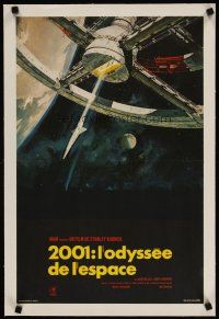 3s216 2001: A SPACE ODYSSEY linen French 15x21 R70s Stanley Kubrick, art of space wheel by McCall!