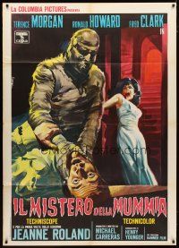 3s036 CURSE OF THE MUMMY'S TOMB Italian 1p '64 cool different Piovano art of monster attacking!