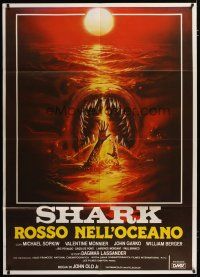 3s040 DEVIL FISH Italian 1p '84 Lamberto Bava's Shark: Rosso nell'oceano, monster art by Sciotti!