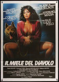 3s041 DEVIL'S HONEY Italian 1p '88 Lucio Fulci, different art of half-naked girl with wolf!