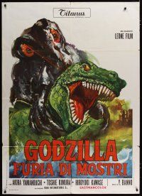 3s043 GODZILLA VS. THE SMOG MONSTER Italian 1p '72 Gojira tai Hedora, cool different monster art!