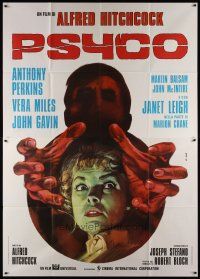 3s056 PSYCHO Italian 2p R70s different Iaia art of Janet Leigh & Anthony Perkins, Alfred Hitchcock
