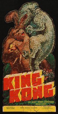 3s011 KING KONG jigsaw puzzle '33 150 pieces, great image of Kong holding Wray & fighting dinosaur!