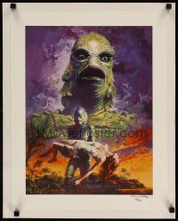 3s185 CREATURE FROM THE BLACK LAGOON signed linen limited edition 16x20 art print '90s by Di Fate!