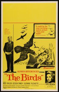 3s261 BIRDS Benton REPRO WC '90s Alfred Hitchcock shown with Tippi Hedren + classic image!