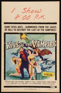 3s101 KISS OF THE VAMPIRE WC '63 Hammer, cool art of devil bats attacking by Joseph Smith!