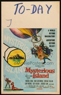 3s104 MYSTERIOUS ISLAND WC '61 Ray Harryhausen, Jules Verne sci-fi, cool hot-air balloon art!