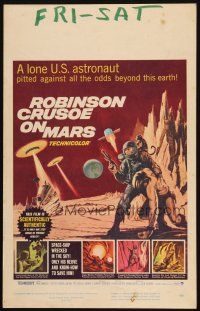 3s107 ROBINSON CRUSOE ON MARS WC '64 sci-fi art of Paul Mantee & his man Friday Victor Lundin!