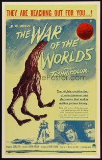 3s285 WAR OF THE WORLDS Benton REPRO WC '90s H.G. Wells classic produced by George Pal, cool art!