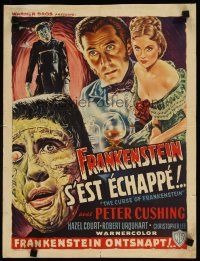 3t202 CURSE OF FRANKENSTEIN Belgian '57 Hammer, Cushing, different art of monster Christopher Lee!