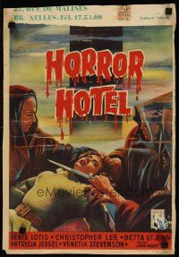 3t208 HORROR HOTEL Belgian '60 creepy artwork of human sacrifice, English horror!
