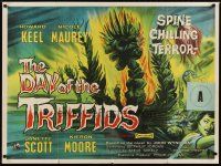 3t162 DAY OF THE TRIFFIDS British quad '62 classic English sci-fi horror, art of monster attack!