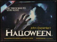 3t168 HALLOWEEN British quad '79 Carpenter classic, different image of Nancy Kyes attacked!