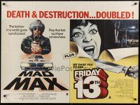 3t174 MAD MAX/FRIDAY THE 13TH British quad '80s cool action horror double-feature!