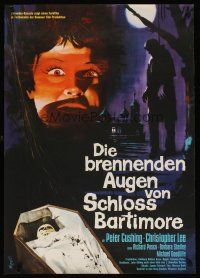 3t190 GORGON German '64 Peter Cushing, Hammer horror, cool art of woman, coffin & hanging man!