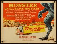 3t053 20 MILLION MILES TO EARTH style B 1/2sh '57 cool art of the monster of all space-monsters!