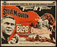 3t068 BLOB/DINOSAURUS 1/2sh '64 great close up of Steve McQueen, plus art of T-Rex w/girl!