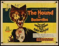 3t090 HOUND OF THE BASKERVILLES style B 1/2sh '59 art of blood-dripping dog & terrified girl!