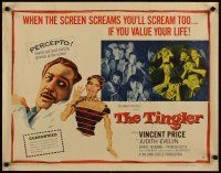 3t131 TINGLER style B 1/2sh '59 Vincent Price, William Castle, terrified audience, in Percepto!