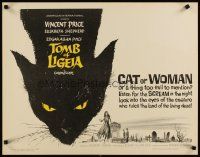 3t132 TOMB OF LIGEIA 1/2sh '65 Vincent Price, Roger Corman, Edgar Allan Poe, cool cat artwork!