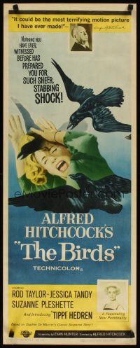 3t016 BIRDS insert '63 Alfred Hitchcock, Tippi Hedren, classic art of attacking avians!