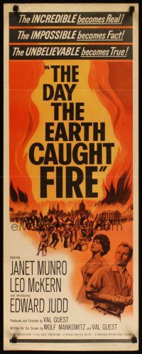 3t028 DAY THE EARTH CAUGHT FIRE insert '62 Val Guest sci-fi, the most jolting events of tomorrow!