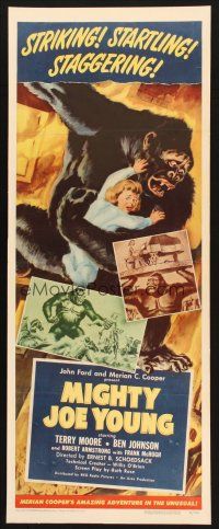 3t003 MIGHTY JOE YOUNG insert '49 first Ray Harryhausen, Widhoff art of the giant ape saving girl!