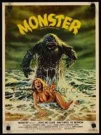 3t191 HUMANOIDS FROM THE DEEP Italian 13x18 '80 art of monster over sexy girl on beach!
