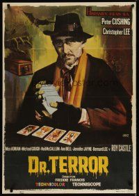 3t185 DR. TERROR'S HOUSE OF HORRORS Spanish '65 art of Peter Cushing w/deck of Tarot cards!