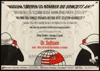3w045 DR. STRANGELOVE German 33x47 '64 Stanley Kubrick classic, Sellers, Tomi Ungerer art!